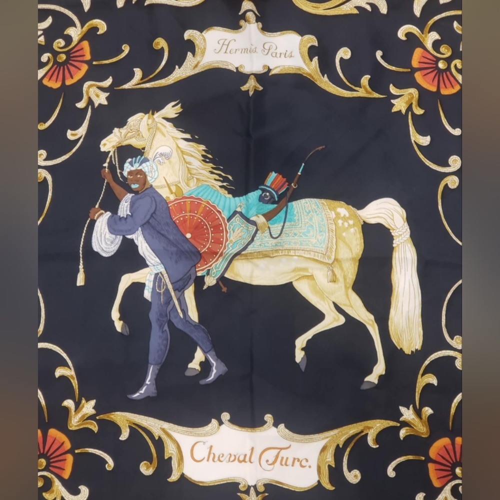 Authentic Hermes Scarf " CHEVAL TURC" 35 X 35 - Picture 5 of 10